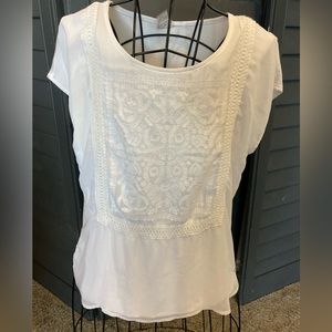 Chico’s white embroidery top medium